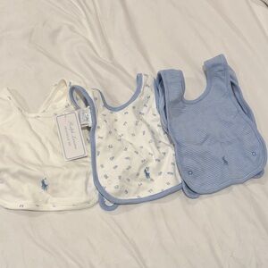 Ralph Lauren Blue and White Kids Bib Set. Brand new.